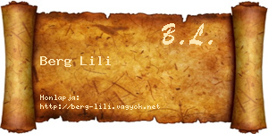 Berg Lili névjegykártya